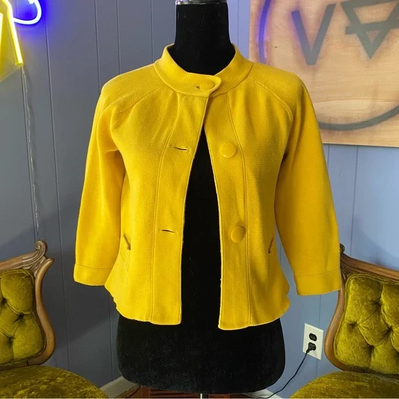 J Crew 3/4 Sleeve Retro Jackie Kennedy Style Short Cardigan Sweater Jacket